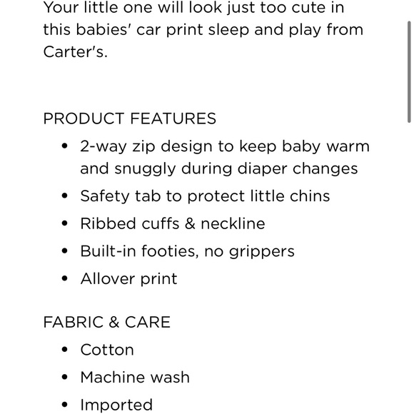 Car Print Zip Up Sleeper NWOT - Picture 6 of 6